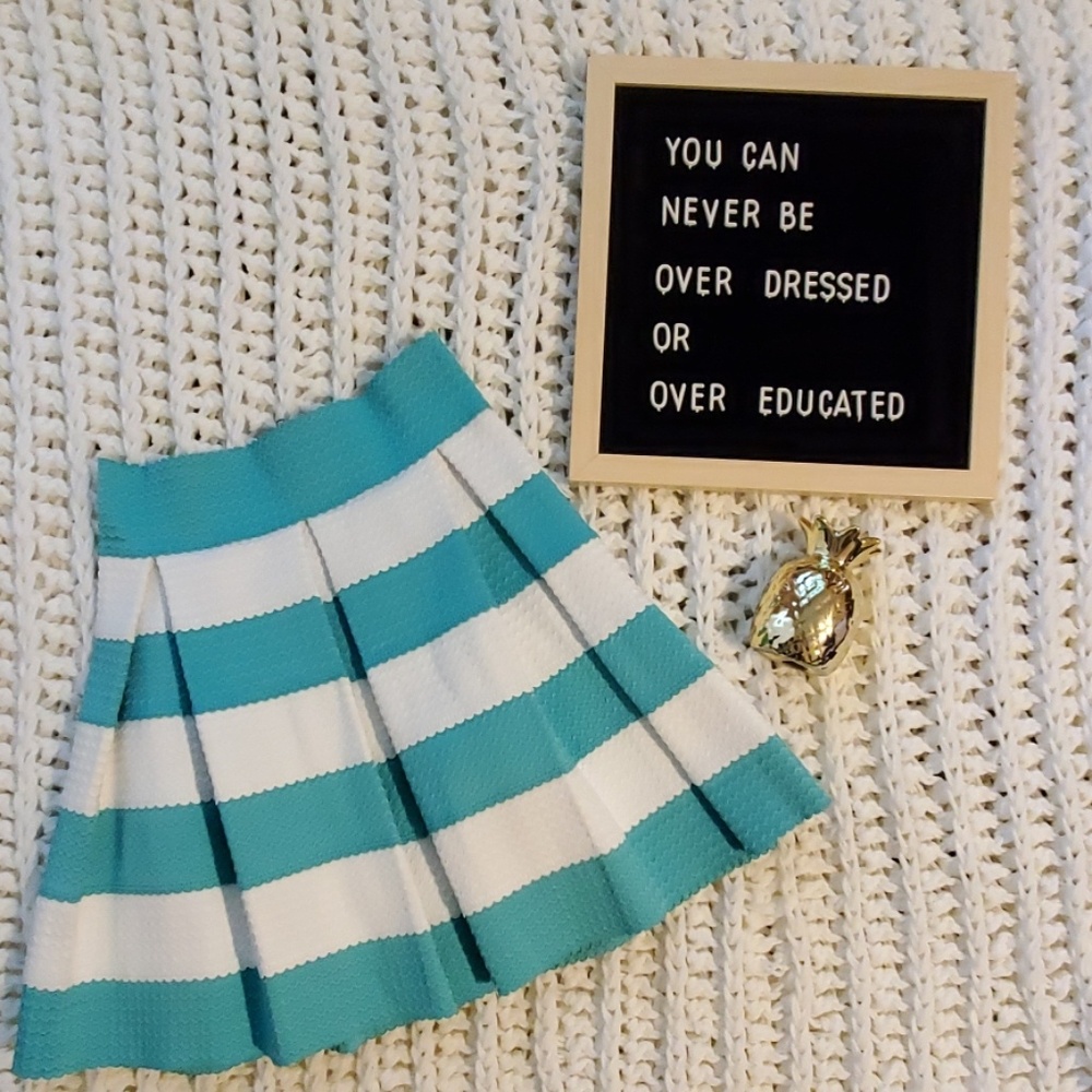 ❗2 for $20❗Pleated teal and white skirt